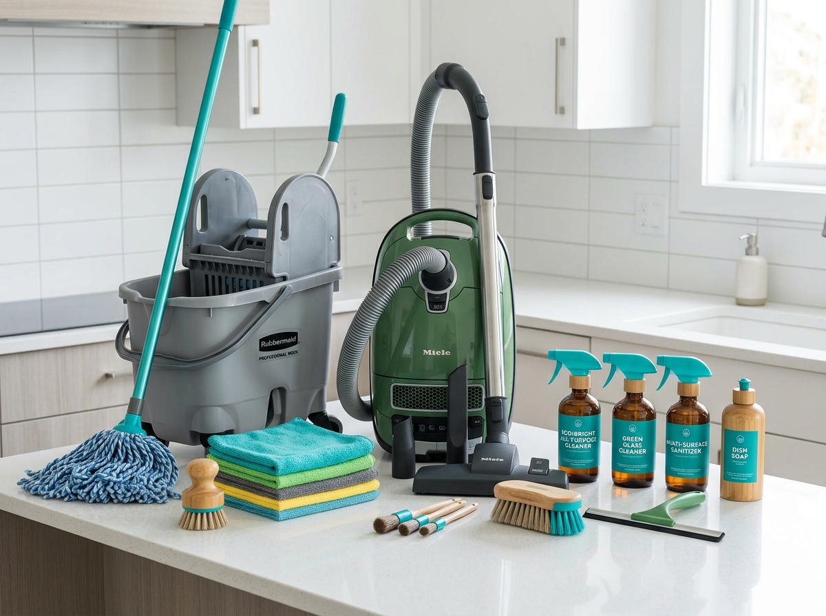 Professional cleaning equipment and team